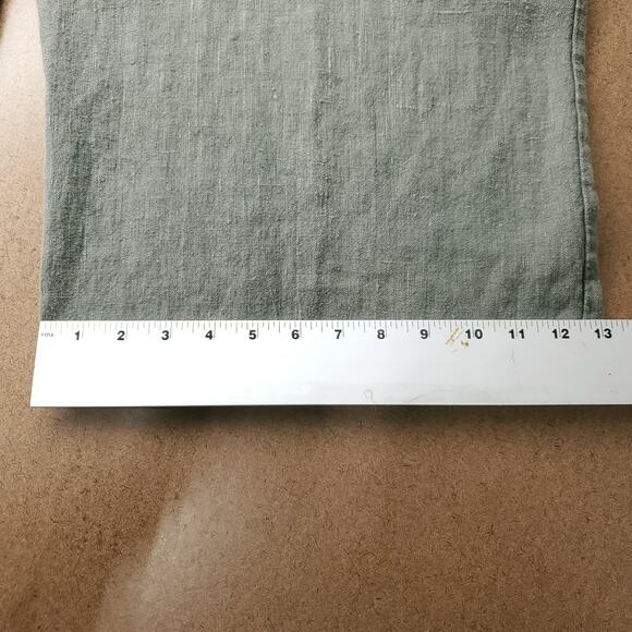 Bryn Walker Pants Women M Olive Wide Leg Crop Linen Boho Lagenlook Cottage Beach - Picture 10 of 11